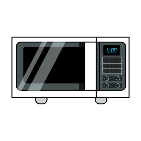 White Microwave Oven In Flat Cartoon Style Vector Illustration