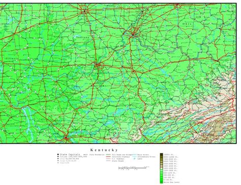 Kentucky Elevation Map