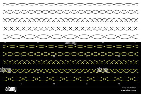 Wavy Horizontal Line Divider Border Frame Zig Zag Geometric Shape Stock