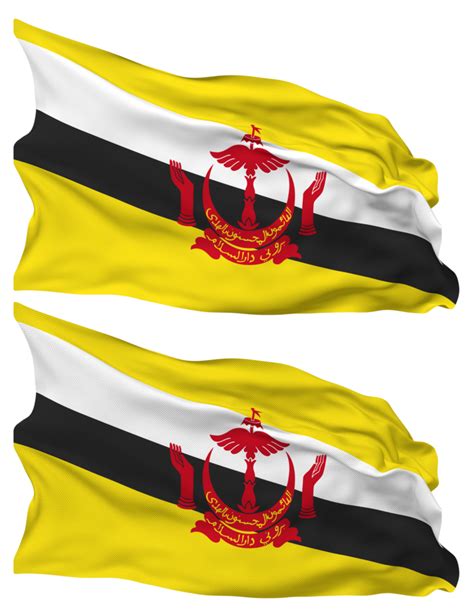 Brunei Flag Waves Isolated In Plain And Bump Texture With Transparent