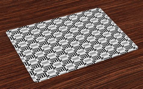 Black And White Placemats Set Of 4 Abstract Composition Of Monochrome