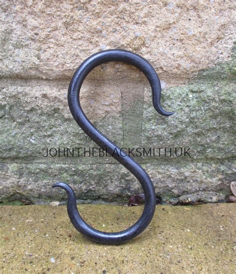 A Large Strong Blacksmith Made Artistic Forged Iron S Hook Etsy