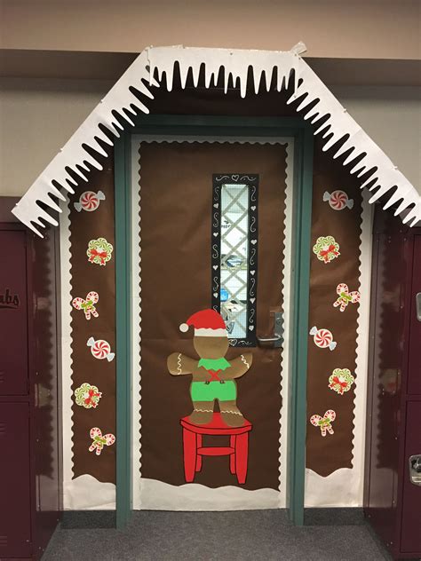 Gingerbread House door decorating | Christmas classroom door, Door ...