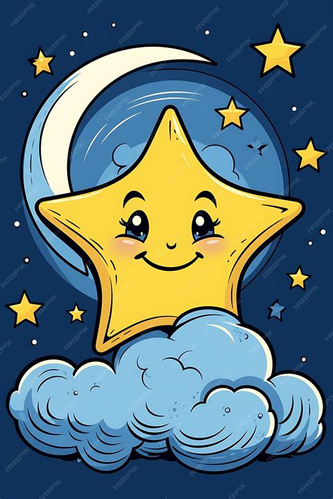 Premium Ai Image Moon And Star In Night Sky Cartoon