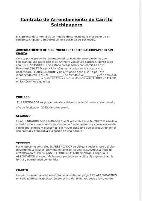 Pdf Contrato De Arrendamiento De Carrito Salchipapero Dokumen Tips