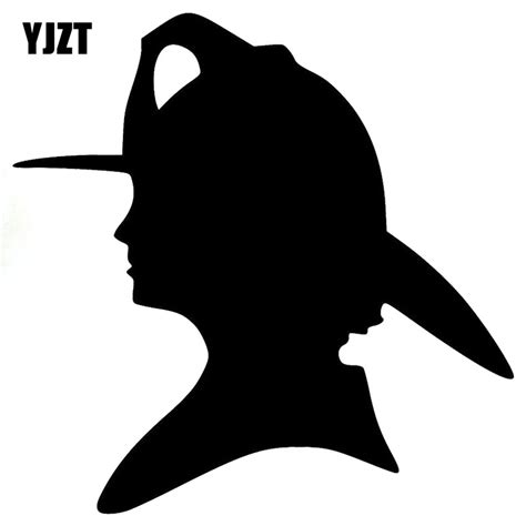 Yjzt 15x15cm Cartoon Firefighter Woman Silhouette Decal Blacksilver