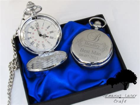 Personalised Wedding Gift Silver Pocket Watch Groom Bride Party Favours