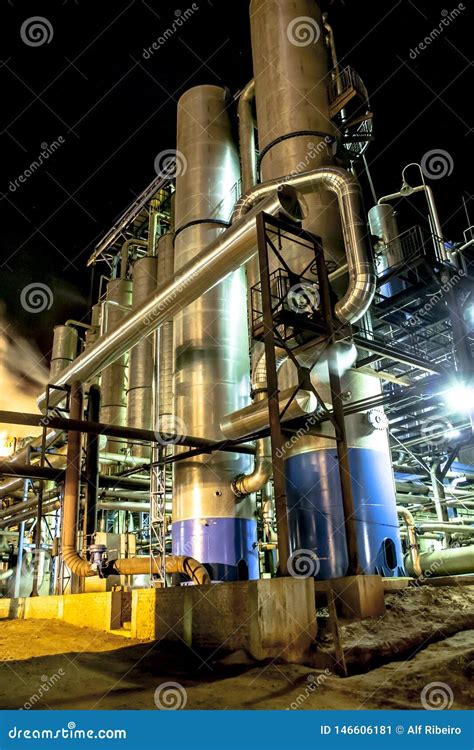 Ethanol Manufacturing Plant At Night Editorial Photo Image Of Factory