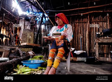 Una Mujer Ind Gena Guna En Ropa Tradicional Corta Pl Tanos En Su Cocina