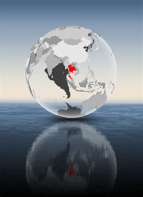 Thailand On Translucent Globe Above Water Stock Illustration