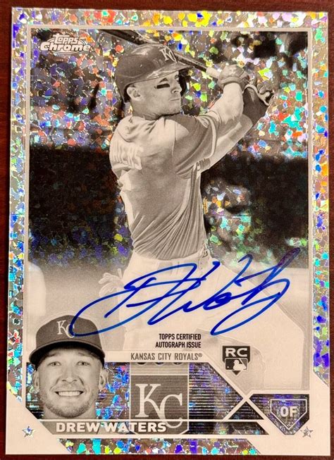 Topps Chrome Drew Waters Black White Mini Diamond Refractor Auto