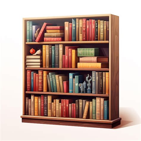 Premium AI Image A Wooden Book Shelf With Many Books On It