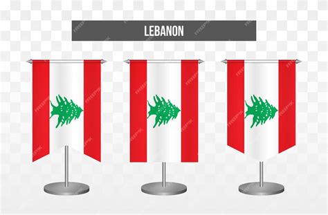 Premium Vector Realistic Vertical 3d Vector Illustration Desk Flags Of Lebanon Isolated