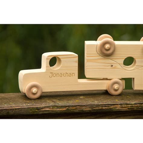 Wooden Toy Car With Semi Truck Personalized Handmade Montessori To