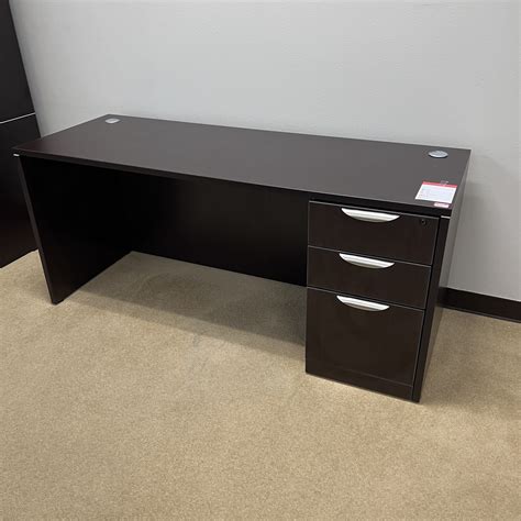 X Espresso And Silver Credenza Desk With One Pedestal Box Box