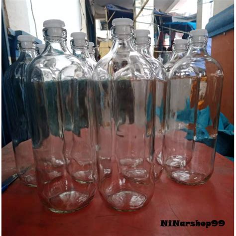 Jual Grosir Botol Bensin 1 Liter Botol Jamu Kaca Free Tutup Botol