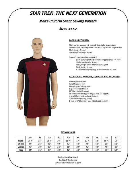 Star Trek Sewing Pattern TNG Skant The Next Generation Etsy