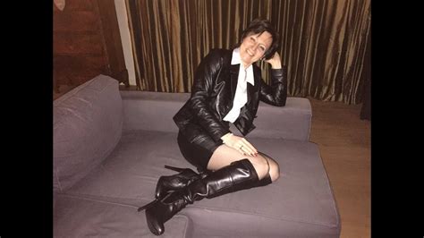 Older Women In Leather Skirt And Boots Youtube