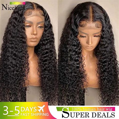 NICELIGHT Perruque Lace Front Wig Remy Br Silienne Naturelle Cheveux