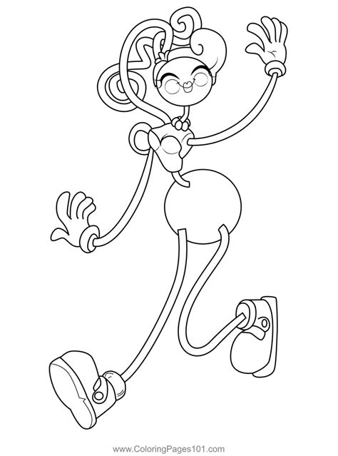 Mommy Long Legs Smiling Happily And Waving Poppy Playtime Coloring Page