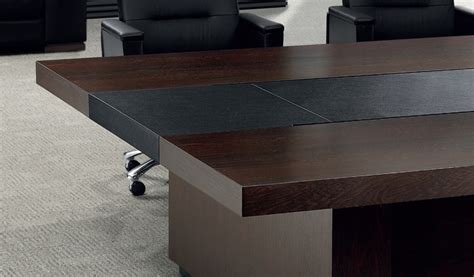 16 Seater Conference Table In Leather And Wood Bosss Cabin Modern