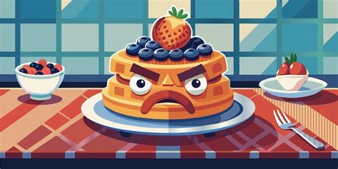 Premium Vector A Cartoon Of A Cake With A Sad Face On It