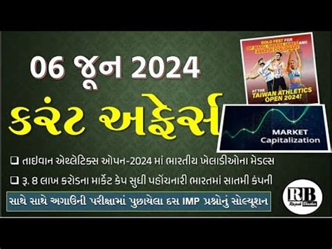 06 June 2024 Current Affairs In Gujarati By Rajesh Bhaskar GK In