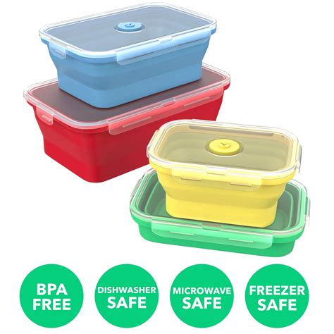 Vremi Silicone Food Storage Containers With Bpa Free Airtight Plastic