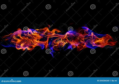 Red And Blue Fire Flames On Black Background Stock Photo Image Of