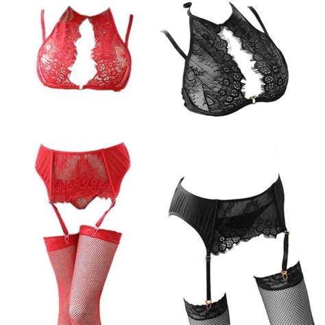 Jual B304 Bra Set Seksi Bikini Bralette Lace Transparan Crotchless Dapat Stocking Shopee Indonesia