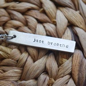 Just Breathe Necklace Hand Stamped Personalized Jewelry Bar Necklace ...