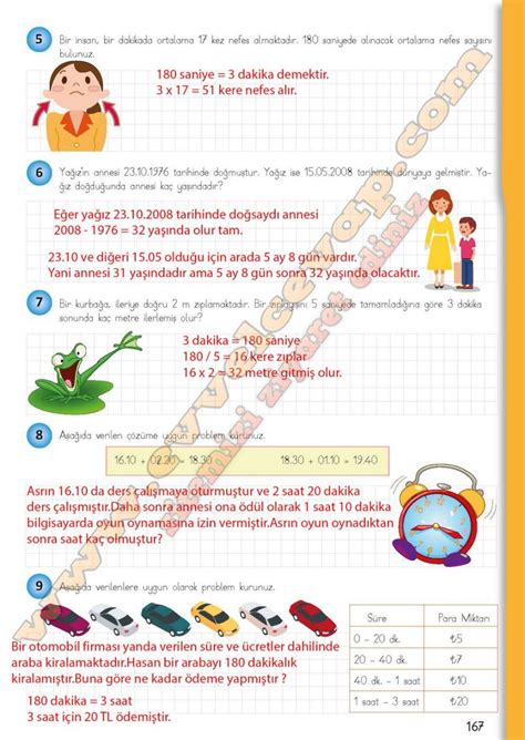 4 Sınıf Matematik MEB Yayınları Ders Kitabı Cevapları Sayfa 167 Ders