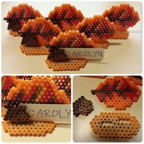 Perler Leaf And Acorn Place Card Holder Originally Pinned To My Board