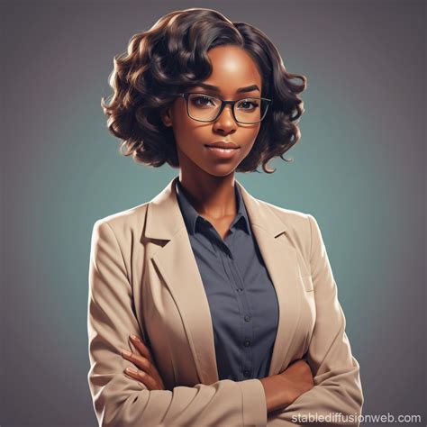 A Gorgeous Black Female Teacher In A Cartoonish Semi Realistic Digital