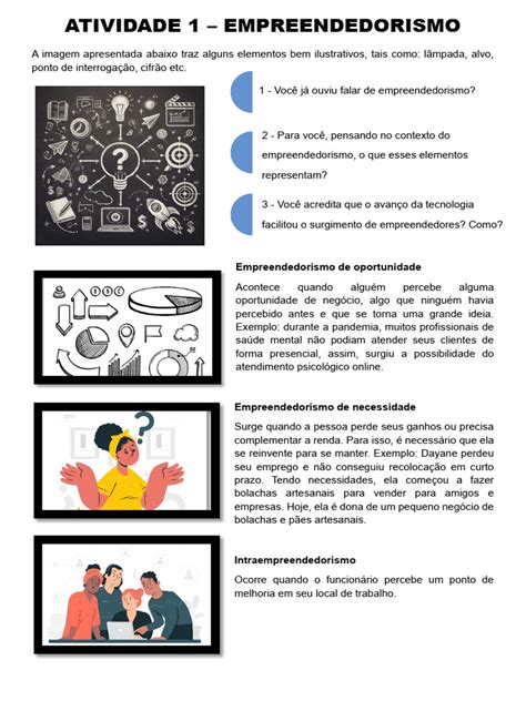 Atividade Empreendedorismo - ATIVIDADE 1 Empreendedorismo 3º Bim | PDF