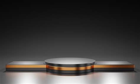 3d Rendering Of Studio Light Black Premium And Gold Pedestal A Podium