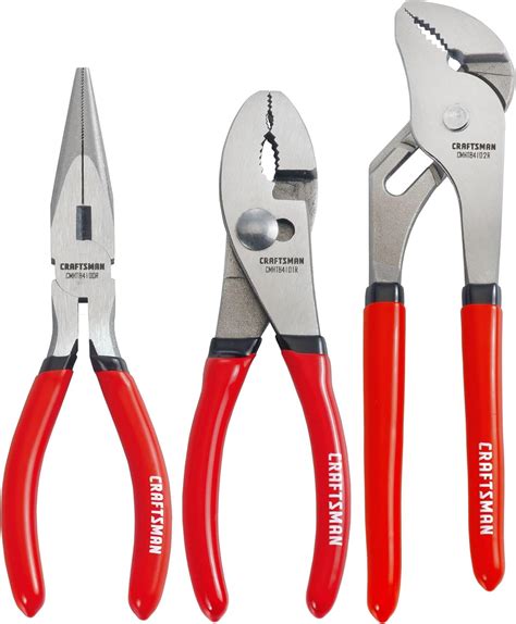 Craftsman Pliers Set 3 Piece Set 6 Inch Long Nose 6 Inch Slip Joint