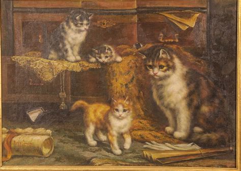 Oil On Canvas Cats And Kittens