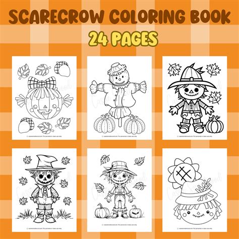 Printable Scarecrow Coloring Book 24 Pages Cassie Smallwood