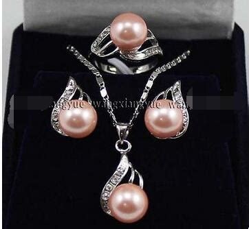 Roze South Sea Shell Parel Oorbellen Ring Kettin Grandado