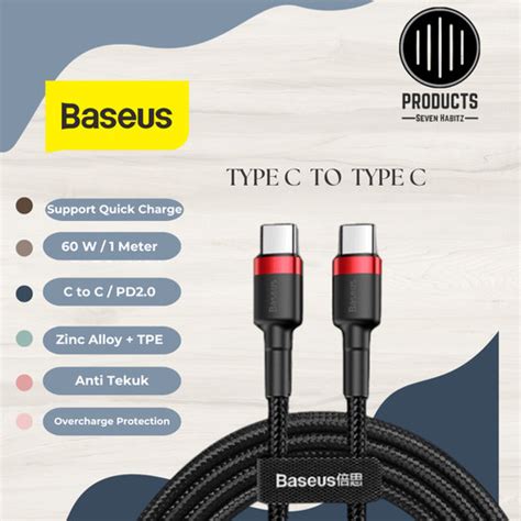 Jual BASEUS KABEL DATA type C to type C 1m Quick Charge PD2.0 60W ...
