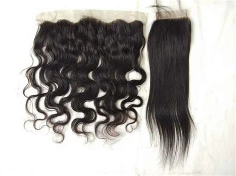 Women Black Raw Virgin Body Wave Human Hair And Matching Lace Fontal