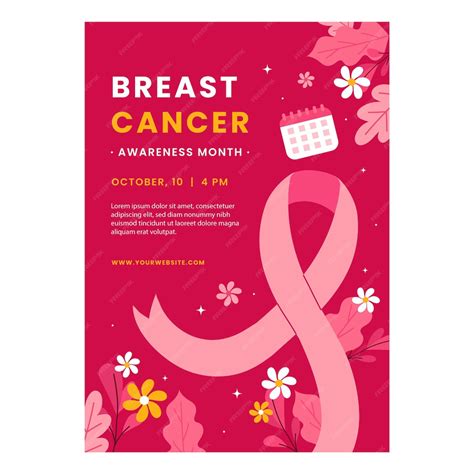 Free Vector Flat Vertical Poster Template For Breast Cancer Awareness