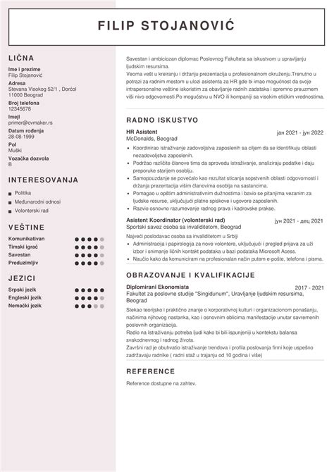 Teta Otkrivanje Olak Ati Cv Obrazac Primer Ljutiti Se Susnje Ica Mi