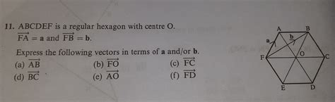 Solved ABCDEF Is A Regular Hexagon With Centre O Vector FA A And