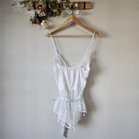 Vintage Lingerie Teddy Camisole S Pastel Blue Gem