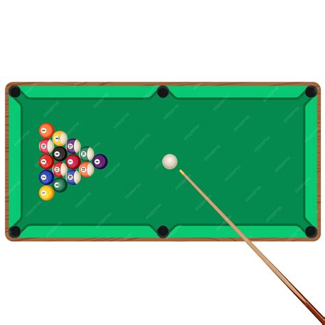 Premium Vector Green Billiard Table With Wooden Cue And Balls