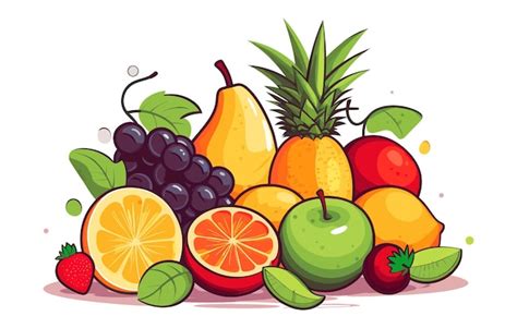 Premium Vector Flat Illustration Of Fruits Vector Fruits Drawn Vector