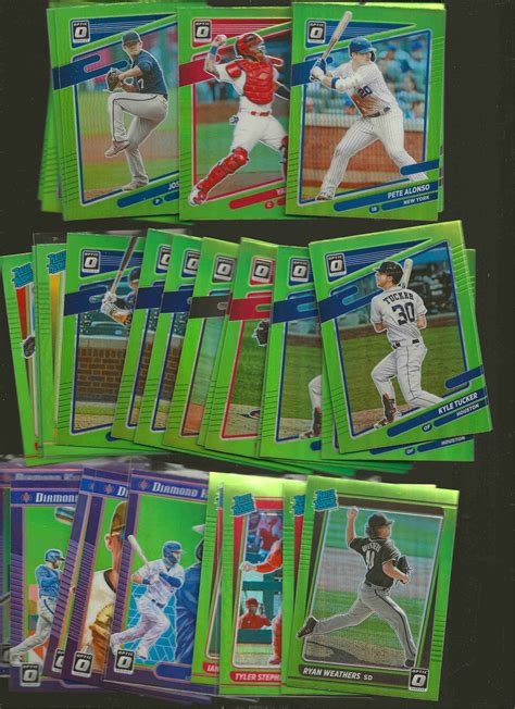 Sportlots Auctions Bb 2021 Donruss Optic Green 33 Card Lot Bv46 5 Dk 7 Rr