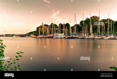 Bronte Harbour Oakville Sunset Time Long Exposure Stock Photo Alamy